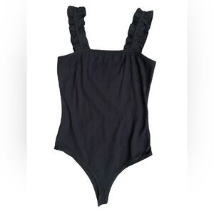 🆕Simply Southern Black bodysuit ruffle straps Size Small NWT